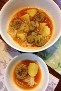 カレー肉団子のトマトスープ