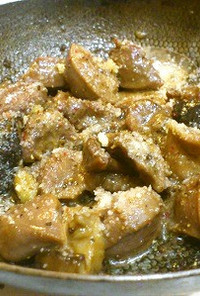 砂肝と椎茸のニンニクバター焼き