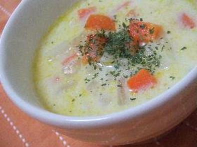 常備野菜で作る豆乳スープの写真