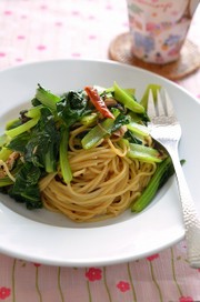 味付けは塩昆布だけ!ツナと小松菜のパスタの写真