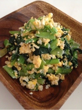 簡単美味しい小松菜と炒り卵のおひたしの画像