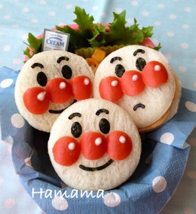 アンパンマンのサンドイッチ♪キャラ弁