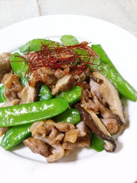 絹さやと豚肉の中華炒め