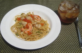 わさばたソースの和風シーフードパスタ