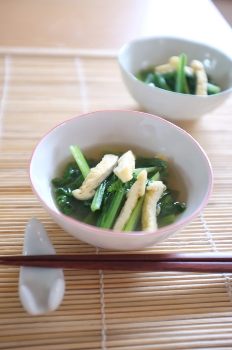 【作り置き】小松菜と油揚げの煮浸しの画像