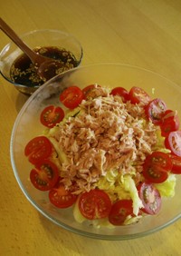 キャベツの簡単サラダ、自家製ドレッシング