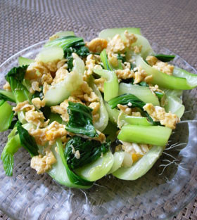 冷たい青梗菜と卵の中華風な箸休めの画像