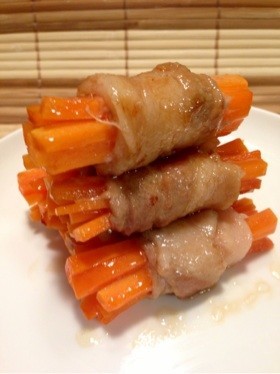 人参豚バラ巻き♪お弁当.BBQ