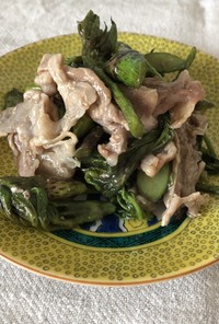 山菜☆ウドと豚肉の炒め物