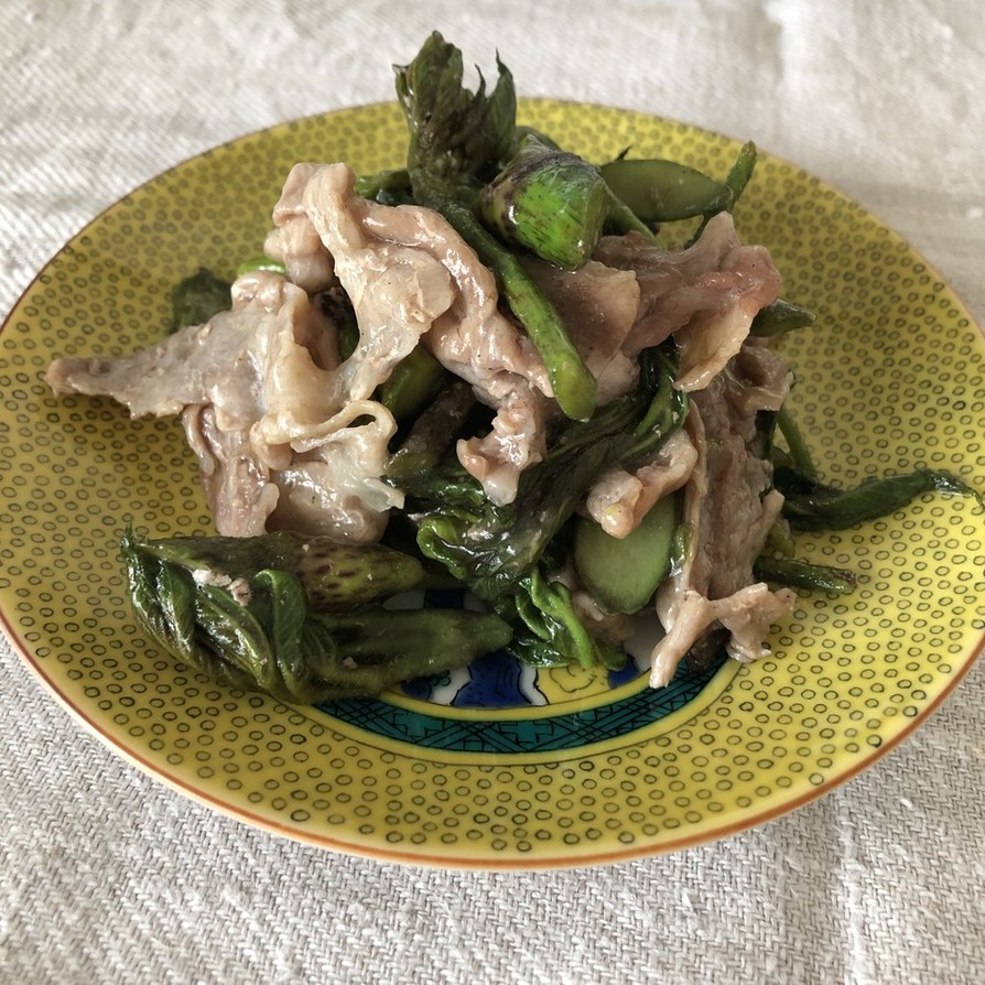 山菜☆ウドと豚肉の炒め物の画像