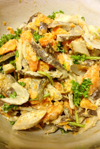 蒸し野菜の味噌マヨごまサラダ