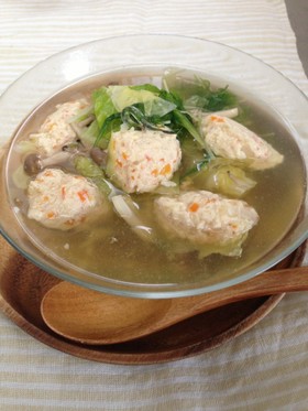 ふわふわ鶏団子と冷蔵庫野菜で食べるスープ