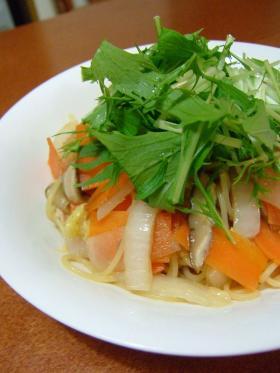 鍋具材でパスタ