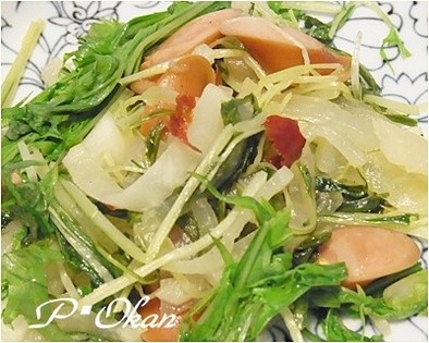 大根と水菜のペペロンチーノ風の写真