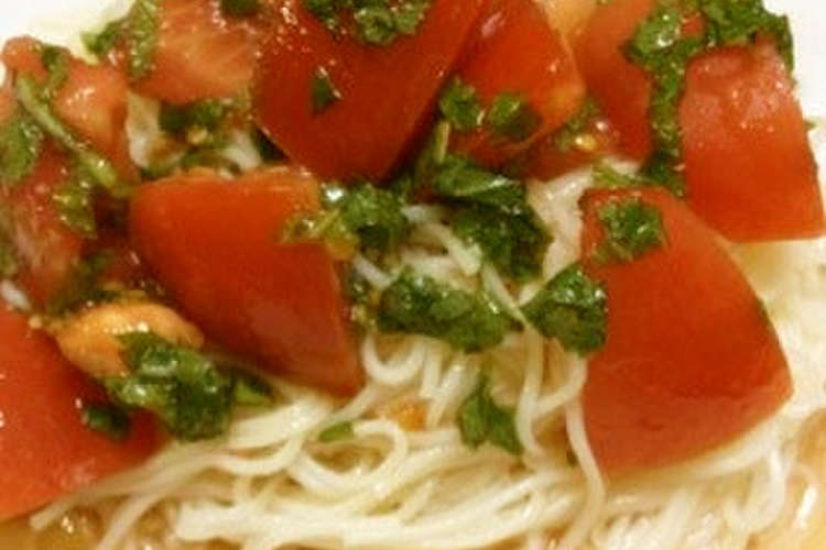トマト 大葉で さっぱりぶっかけそうめん レシピ 作り方 By カオリンｋ クックパッド 簡単おいしいみんなのレシピが374万品