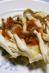 梅肉ソース和え★白身魚と茸のソテー
