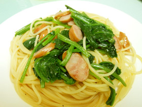 簡単ほうれん草とウインナーのパスタ