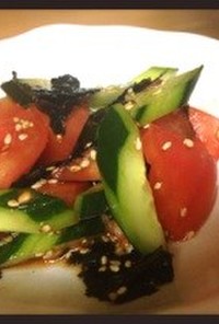 トマトと海苔の簡単韓国風サラダ