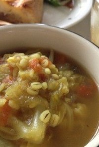 押し麦と野菜のカレースープ