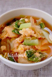 春雨入り♩チンゲン菜と卵のキムチスープ