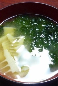 淡竹（はちく）とあおさの味噌汁