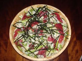マグロとせりのお祝い寿司
