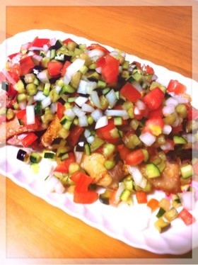 揚げ焼き鶏の夏野菜ソースの画像