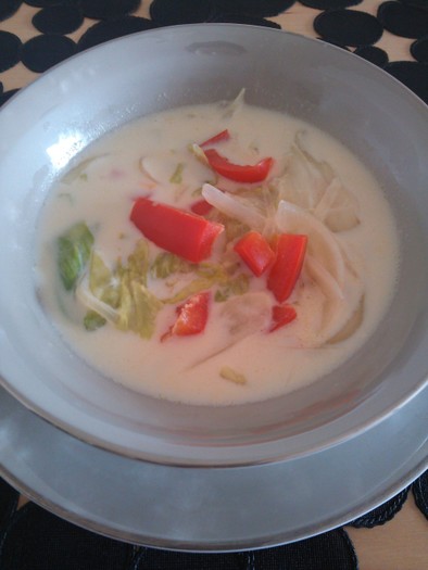 レタスシャキシャキ豆乳スープの写真