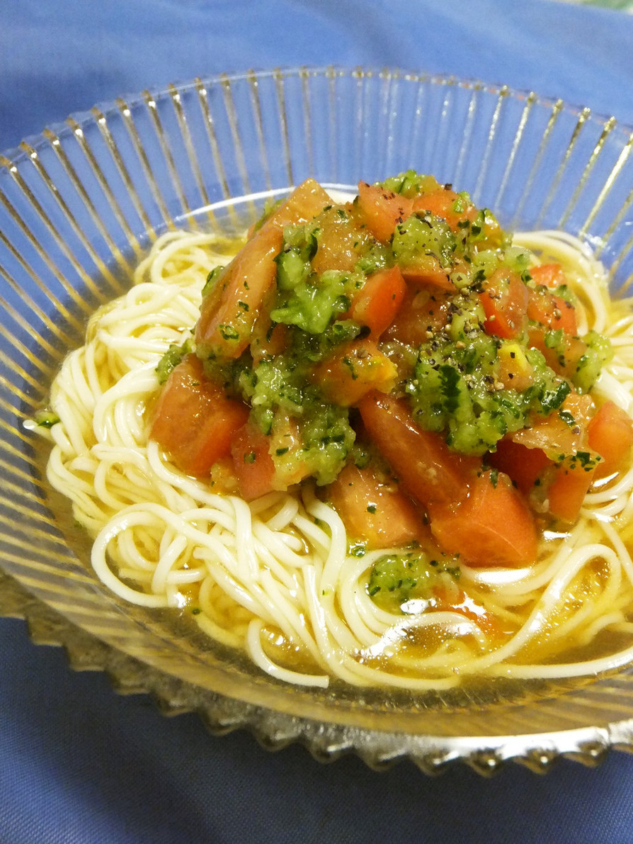 洋風⁈トマトとおろしきゅうりの素麺の画像