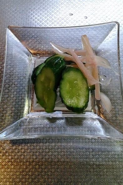袋で作るカレー風味、胡瓜のつけものの写真