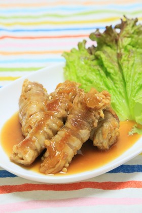 豚肉のえのき巻き 梅ジャム照り焼き