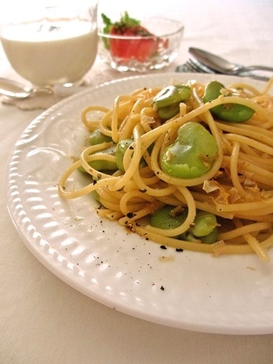 そら豆の和風スパゲッティ…の画像
