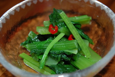 小松菜の簡単ピリ辛漬けの写真