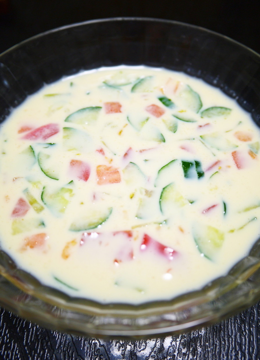 夏バテに☆トマトきゅうり冷製豆乳スープの画像