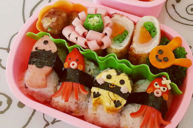 タコのお寿司風 キャラ弁 レシピ 作り方 By いっちー クックパッド 簡単おいしいみんなのレシピが350万品