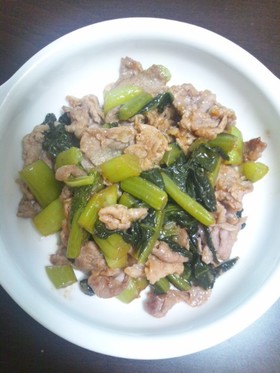 野沢菜漬けと豚肉の梅ダレ焼き