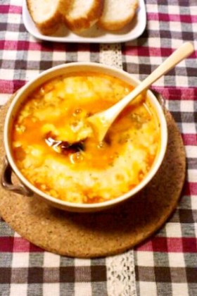 リメイク☆ミネストローネでグラタンスープ