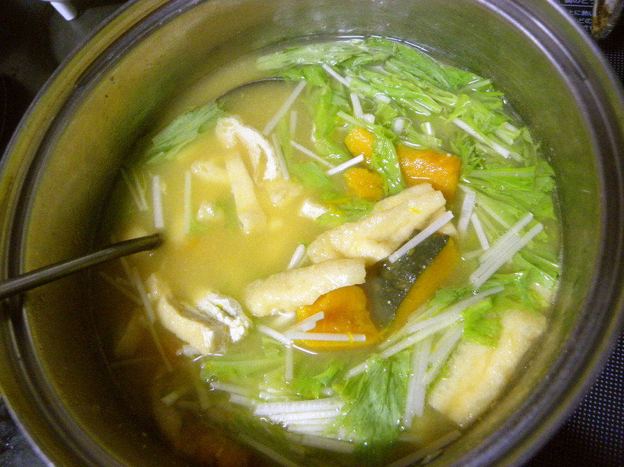 味噌汁③カボチャと水菜の画像