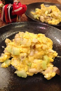 簡単副菜❤ブロッコリーの茎と卵の塩炒め