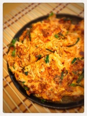 ☆簡単☆豚キムチの素麺チヂミ
