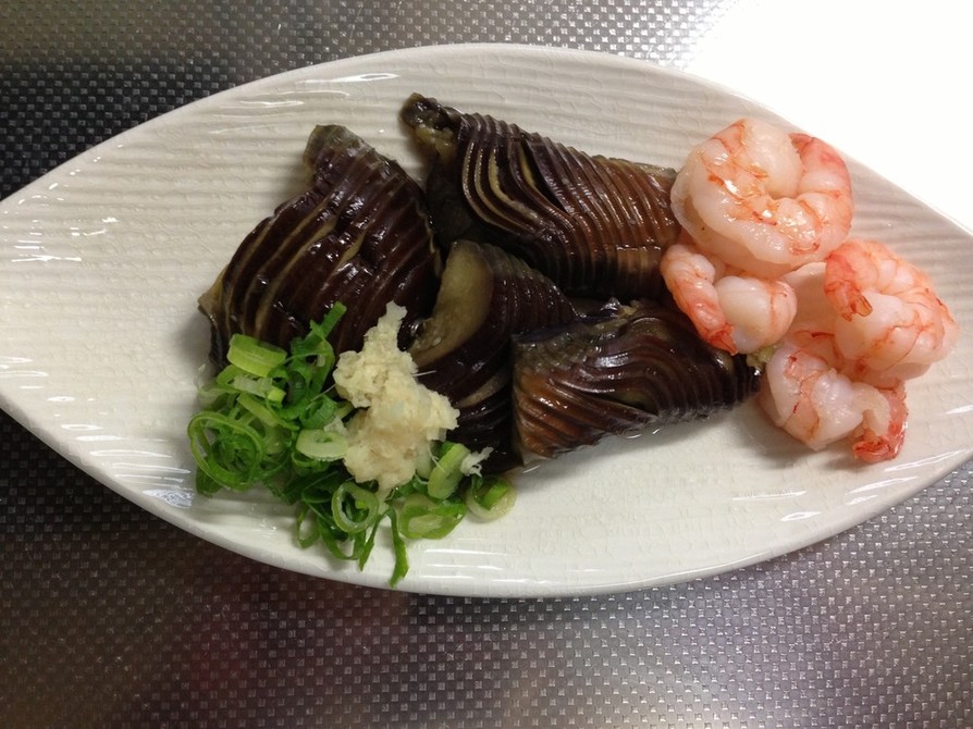 広島茄子とインドネシア海老のコラボ煮浸しの画像