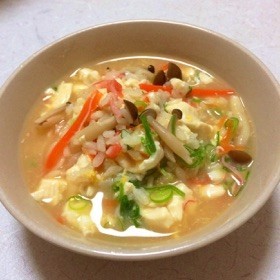 豆腐とカニかまのほっこり雑炊(*´▽`*