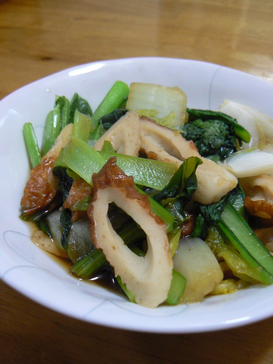 白菜と小松菜とちくわの煮浸しの画像