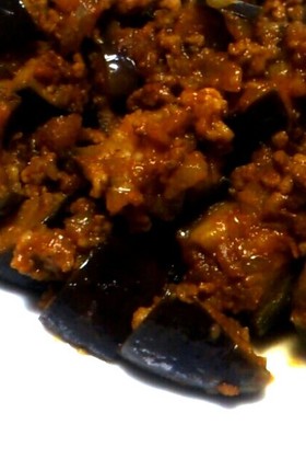 なすと挽き肉のカレー炒め