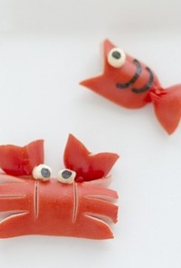 赤ウィンナー魚・カニ♪夏キャラ弁当飾り