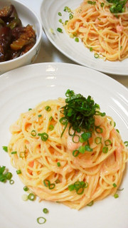 夏に食べたいたらこ(明太子)の冷製パスタの写真