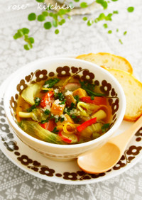 簡単♪たっぷり野菜のカレー風味スープ