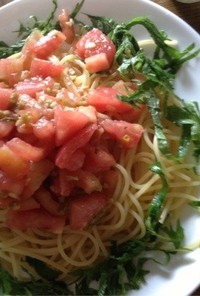 トマトと大葉のあっさり冷製パスタ