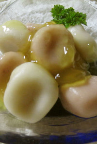 豆腐白玉&いちご白玉のマンゴージュレ