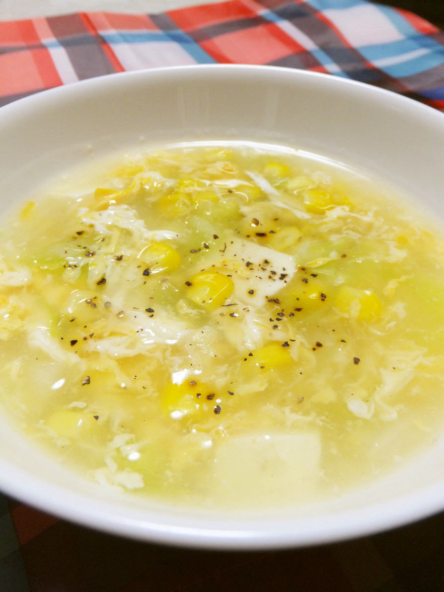 とろりん♡コーンとキャベツの中華卵スープの画像